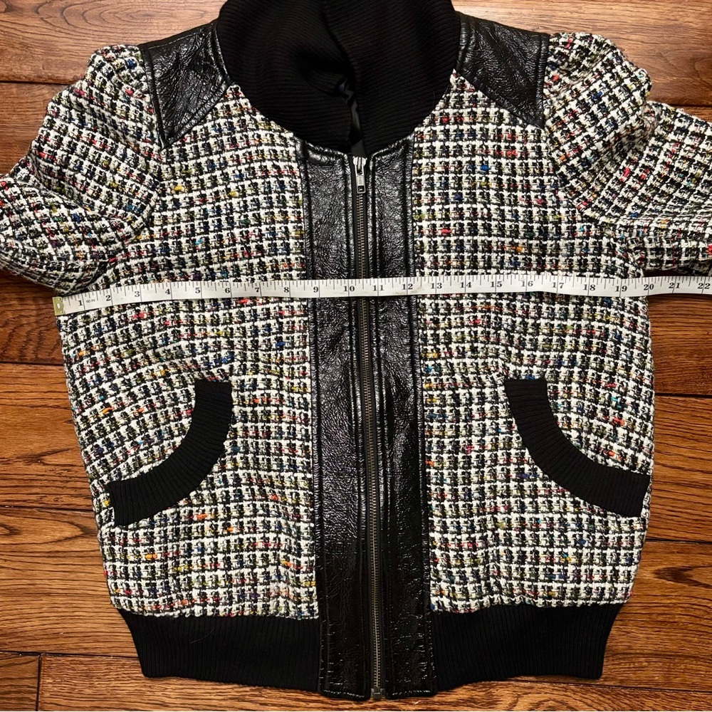 Tweed and Faux Leather Bomber Jacket - French Connection - Picture 11 of 11